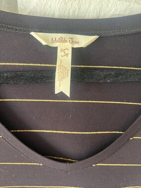 Matilda Jane Black Tee with Metallic Gold Stripes